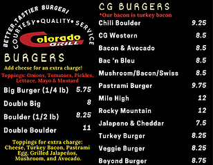 Colorado grill deals menu